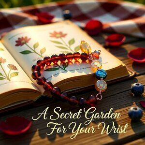 Upbeat Boho or Cowgirl Beaded Bracelet! Floral Beads + Leaf + Star Charms